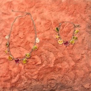Justice Emoji Charm Necklace And Bracelet